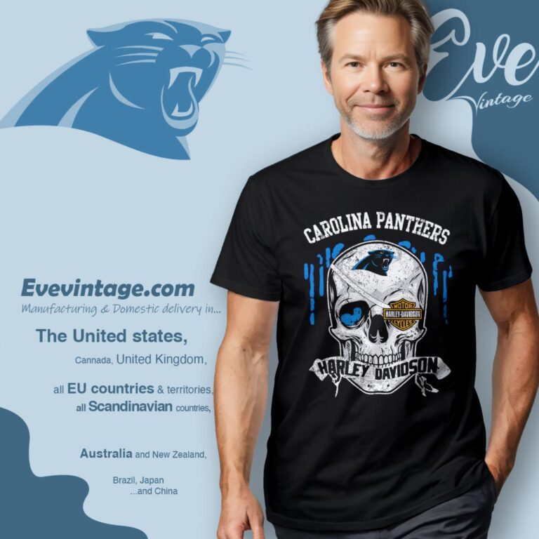 Carolina Panthers Harley Davidson Skull Shirt T Shirt Carolina Panthers Harley Davidson Skull Shirt T Shirt