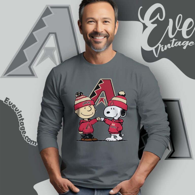 Charlie Brown And Snoopy Arizona Diamondbacks Shirt Long Sleeve Tee Charlie Brown And Snoopy Arizona Diamondbacks Shirt Long Sleeve Tee