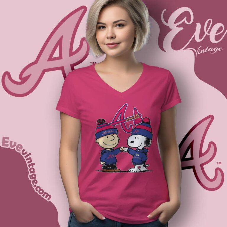 Charlie Brown And Snoopy Atlanta Braves Shirt V Neck TShirt Charlie Brown And Snoopy Atlanta Braves Shirt V Neck TShirt