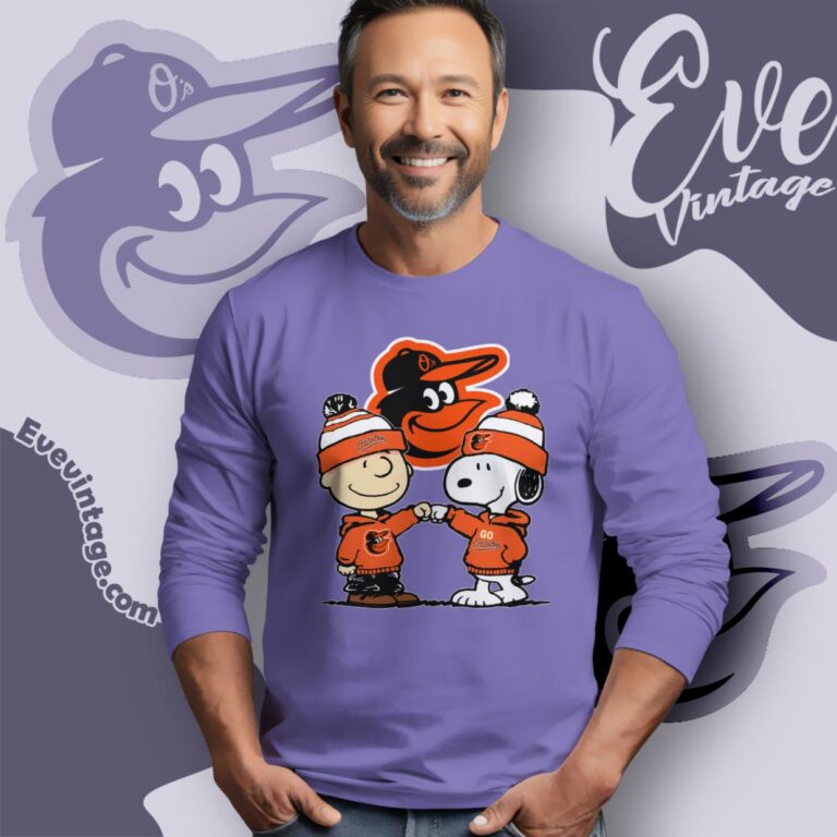 Charlie Brown And Snoopy Baltimore Orioles Shirt Long Sleeve Tee Charlie Brown And Snoopy Baltimore Orioles Shirt Long Sleeve Tee