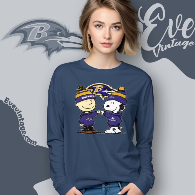 Charlie Brown And Snoopy Baltimore Ravens Shirt Long Sleeve Tee Charlie Brown And Snoopy Baltimore Ravens Shirt Long Sleeve Tee