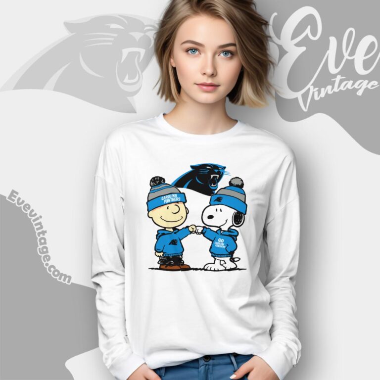Charlie Brown And Snoopy Carolina Panthers Shirt Long Sleeve Tee Charlie Brown And Snoopy Carolina Panthers Shirt Long Sleeve Tee