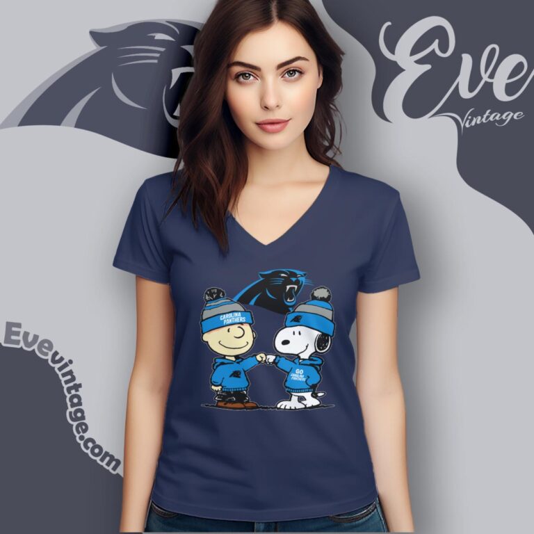 Charlie Brown And Snoopy Carolina Panthers Shirt V Neck TShirt Charlie Brown And Snoopy Carolina Panthers Shirt V Neck TShirt