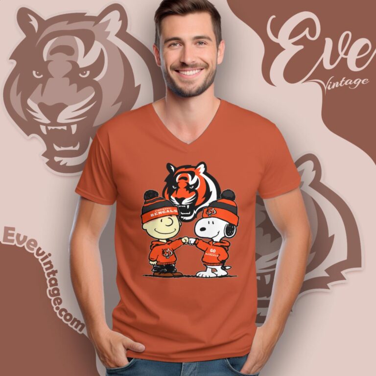 Charlie Brown And Snoopy Cincinnati Bengals Shirt V Neck TShirt Charlie Brown And Snoopy Cincinnati Bengals Shirt V Neck TShirt