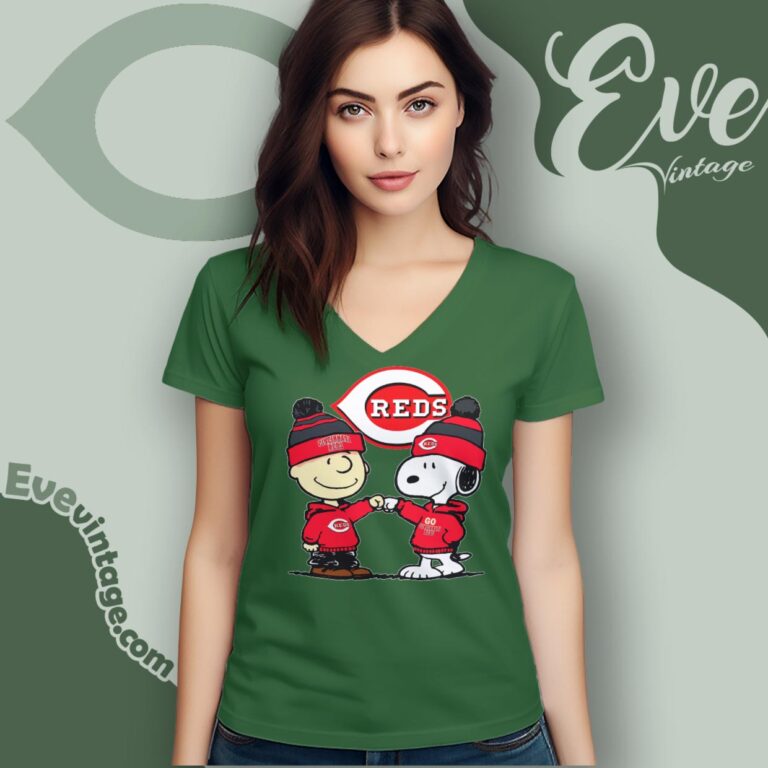 Charlie Brown And Snoopy Cincinnati Reds Shirt V Neck TShirt Charlie Brown And Snoopy Cincinnati Reds Shirt V Neck TShirt