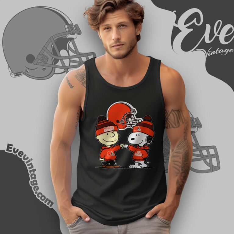 Charlie Brown And Snoopy Cleveland Browns Shirt Tank Top Racerback Charlie Brown And Snoopy Cleveland Browns Shirt Tank Top Racerback
