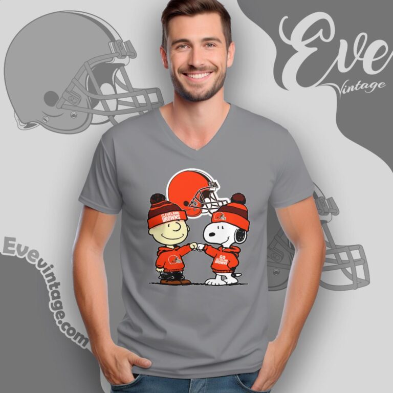 Charlie Brown And Snoopy Cleveland Browns Shirt V Neck TShirt Charlie Brown And Snoopy Cleveland Browns Shirt V Neck TShirt
