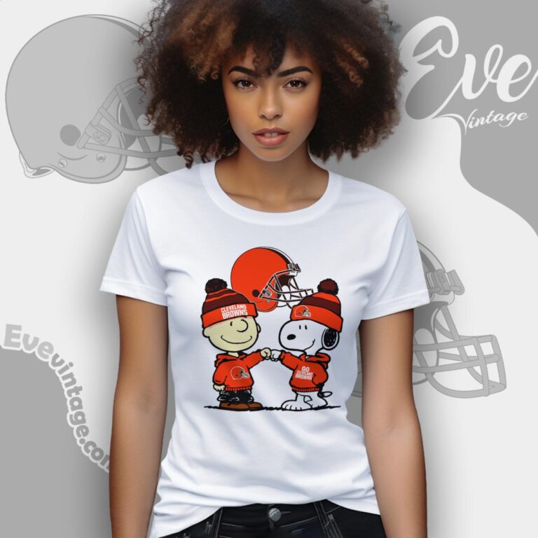 Charlie Brown And Snoopy Cleveland Browns Shirt Women T Shirt Charlie Brown And Snoopy Cleveland Browns Shirt Women T Shirt