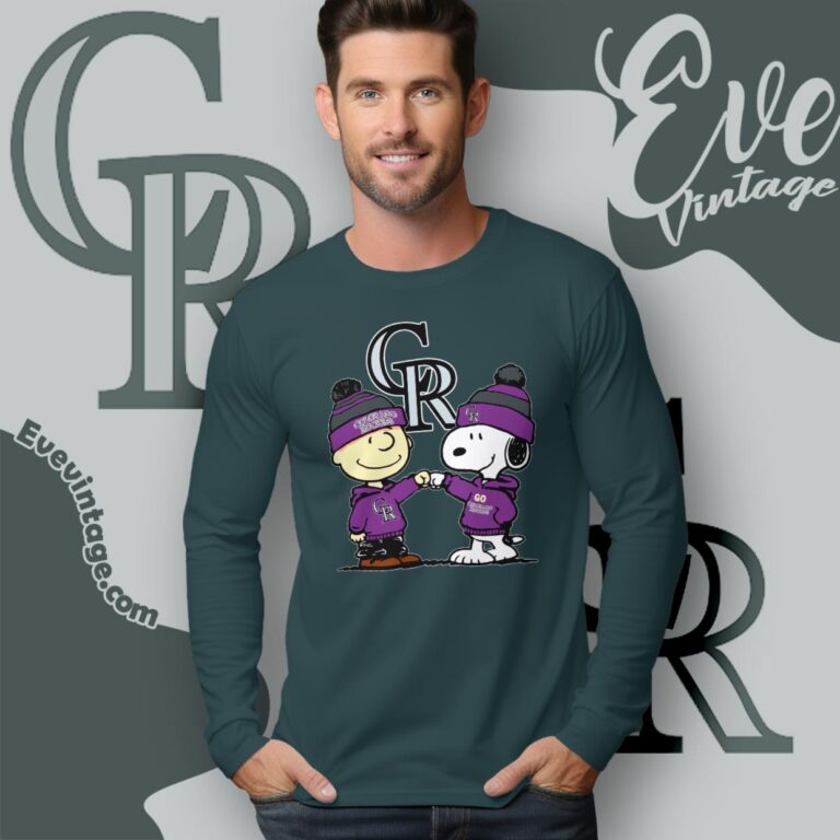 Charlie Brown And Snoopy Colorado Rockies Shirt Long Sleeve Tee Charlie Brown And Snoopy Colorado Rockies Shirt Long Sleeve Tee