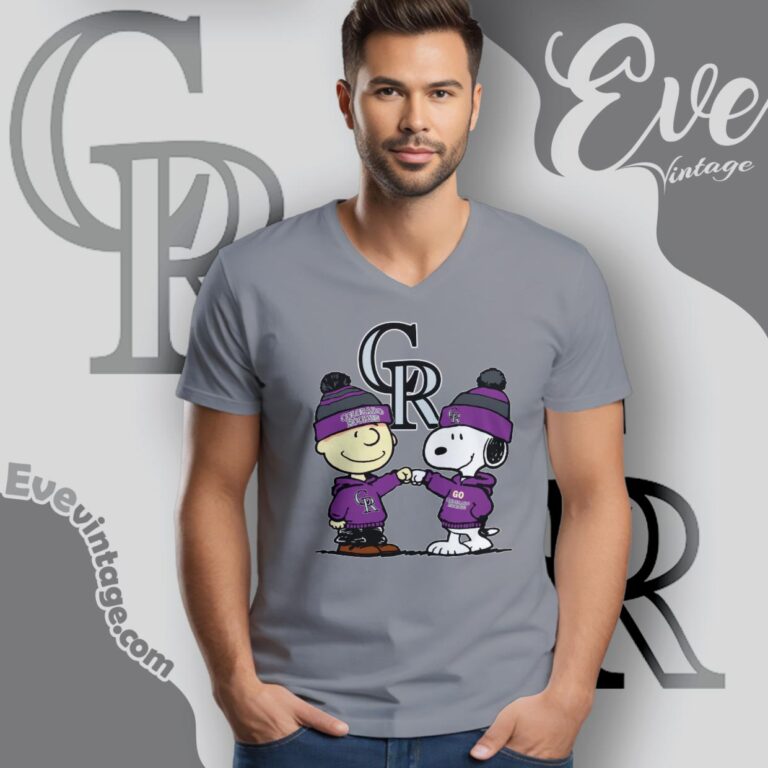 Charlie Brown And Snoopy Colorado Rockies Shirt V Neck TShirt Charlie Brown And Snoopy Colorado Rockies Shirt V Neck TShirt