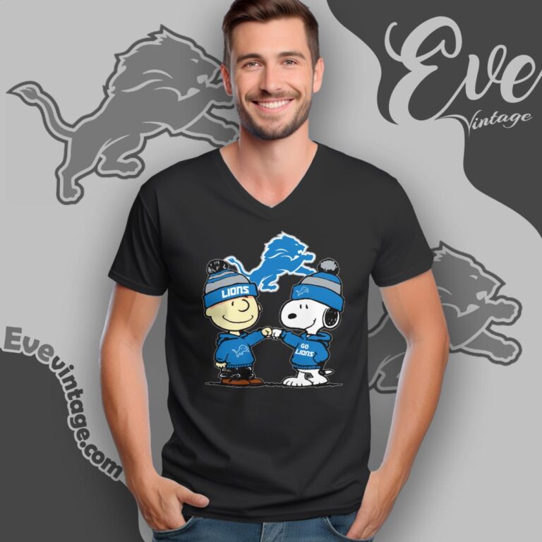 Charlie Brown And Snoopy Detroit Lions Shirt V Neck TShirt Charlie Brown And Snoopy Detroit Lions Shirt V Neck TShirt