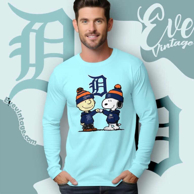 Charlie Brown And Snoopy Detroit Tigers Shirt Long Sleeve Tee Charlie Brown And Snoopy Detroit Tigers Shirt Long Sleeve Tee