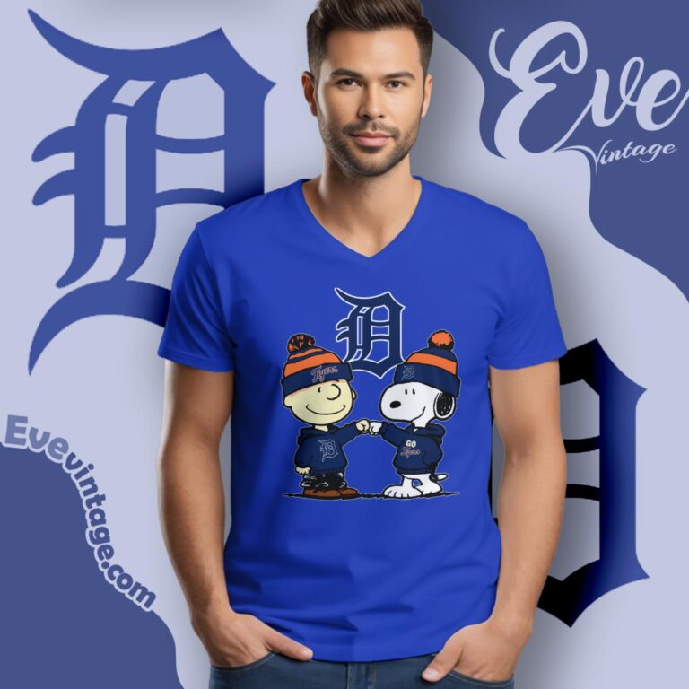Charlie Brown And Snoopy Detroit Tigers Shirt V Neck TShirt Charlie Brown And Snoopy Detroit Tigers Shirt V Neck TShirt