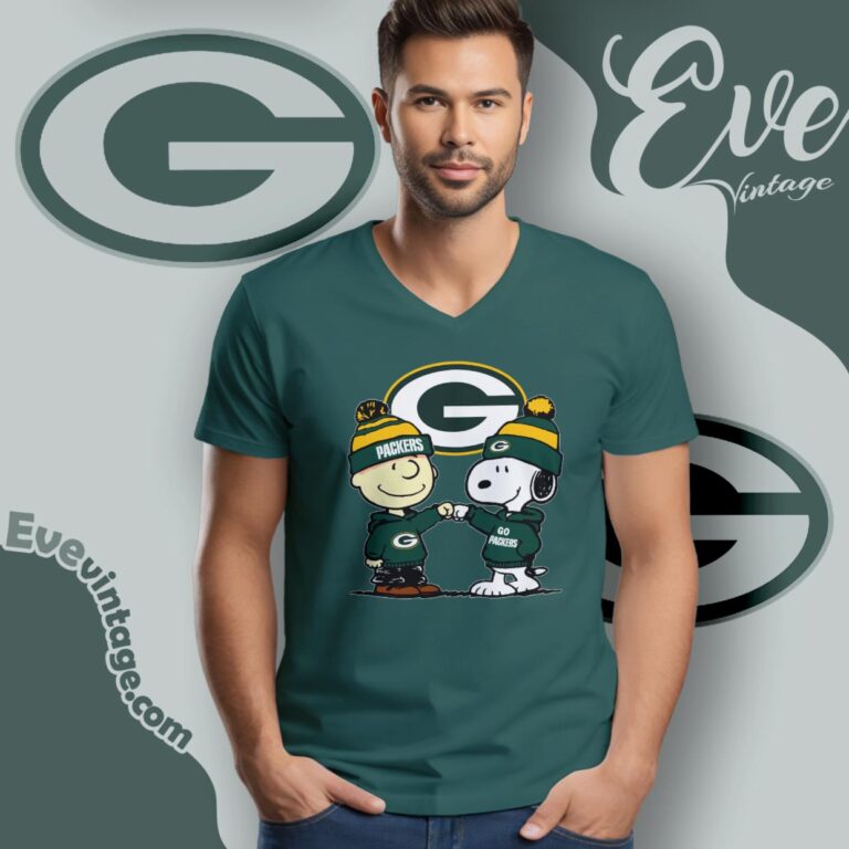 Charlie Brown And Snoopy Green Bay Packers Shirt V Neck TShirt Charlie Brown And Snoopy Green Bay Packers Shirt V Neck TShirt
