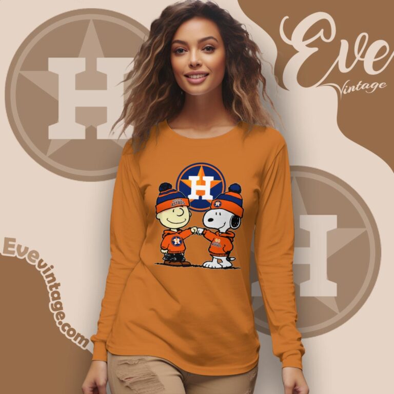 Charlie Brown And Snoopy Houston Astros Shirt Sleeve Tee Charlie Brown And Snoopy Houston Astros Shirt Sleeve Tee