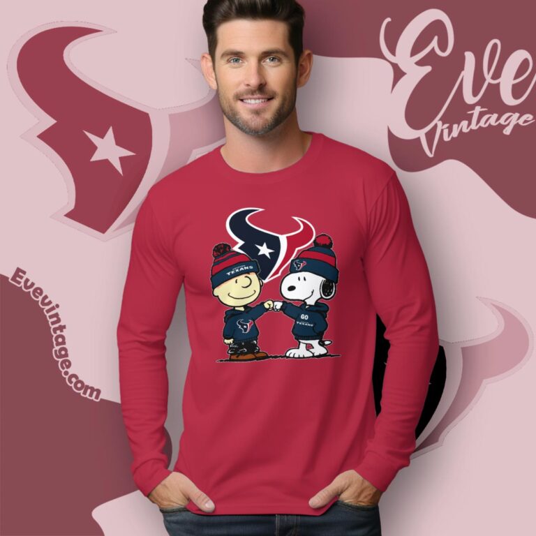 Charlie Brown And Snoopy Houston Texans Shirt Long Sleeve Tee Charlie Brown And Snoopy Houston Texans Shirt Long Sleeve Tee