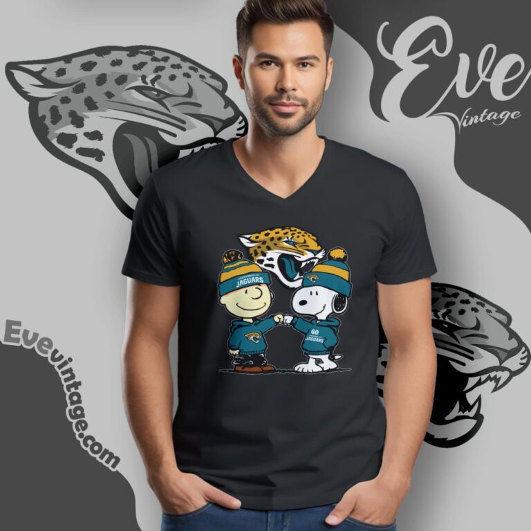 Charlie Brown And Snoopy Jacksonville Jaguars Shirt V Neck TShirt Charlie Brown And Snoopy Jacksonville Jaguars Shirt V Neck TShirt