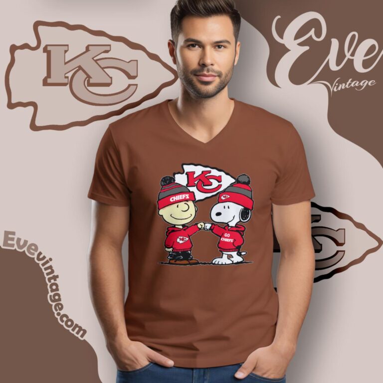 Charlie Brown And Snoopy Kansas city Chiefs Shirt V Neck TShirt Charlie Brown And Snoopy Kansas city Chiefs Shirt V Neck TShirt