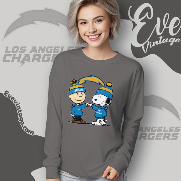 Charlie Brown And Snoopy Los Angeles Chargers Shirt Long Sleeve Tee Charlie Brown And Snoopy Los Angeles Chargers Shirt Long Sleeve Tee