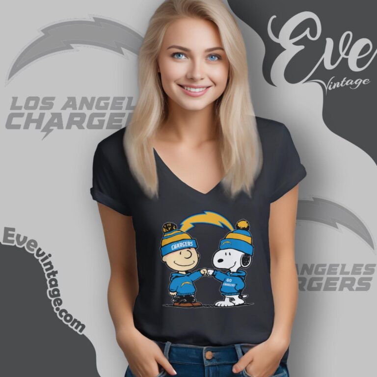 Charlie Brown And Snoopy Los Angeles Chargers Shirt V Neck TShirt Charlie Brown And Snoopy Los Angeles Chargers Shirt V Neck TShirt