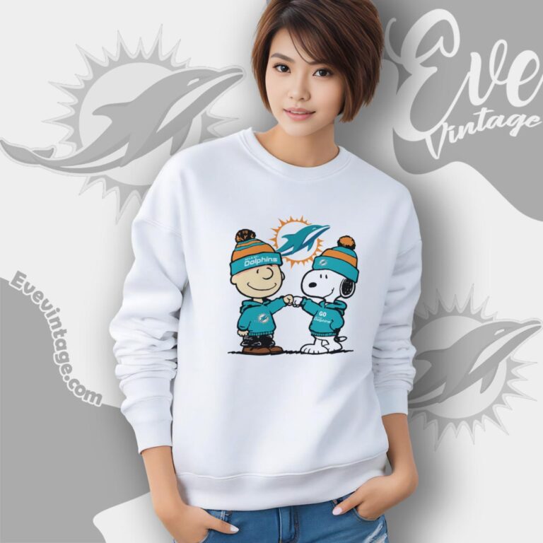 Charlie Brown And Snoopy Miami Dolphins Shirt Sweatshirt Charlie Brown And Snoopy Miami Dolphins Shirt Sweatshirt
