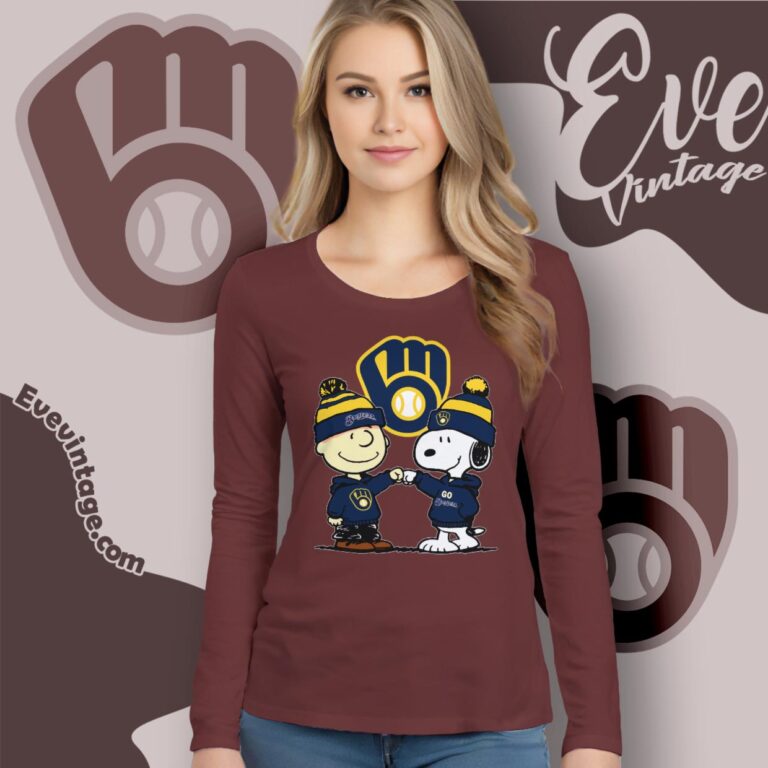 Charlie Brown And Snoopy Milwaukee Brewers Shirt Long Sleeve Tee Charlie Brown And Snoopy Milwaukee Brewers Shirt Long Sleeve Tee