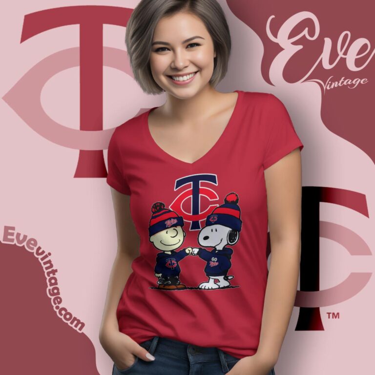 Charlie Brown And Snoopy Minnesota Twins Shirt V Neck TShirt Charlie Brown And Snoopy Minnesota Twins Shirt V Neck TShirt