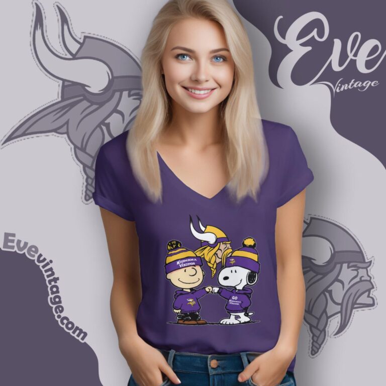 Charlie Brown And Snoopy Minnesota Vikings Shirt V Neck TShirt Charlie Brown And Snoopy Minnesota Vikings Shirt V Neck TShirt