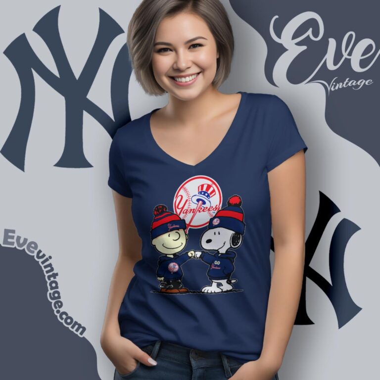 Charlie Brown And Snoopy New York Yankees Shirt V Neck TShirt Charlie Brown And Snoopy New York Yankees Shirt V Neck TShirt