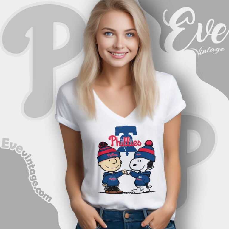 Charlie Brown And Snoopy Philadelphia Phillies Shirt V Neck TShirt Charlie Brown And Snoopy Philadelphia Phillies Shirt V Neck TShirt