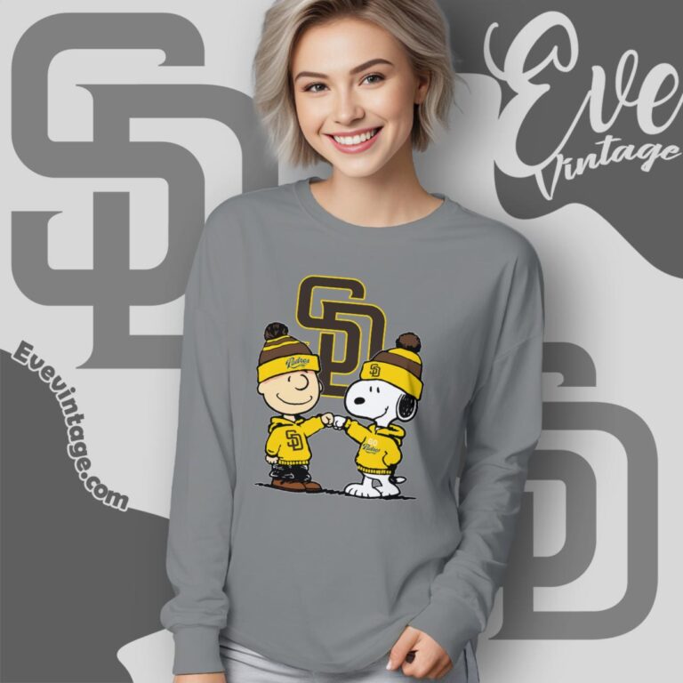 Charlie Brown And Snoopy San Diego Padres Shirt Long Sleeve Tee Charlie Brown And Snoopy San Diego Padres Shirt Long Sleeve Tee