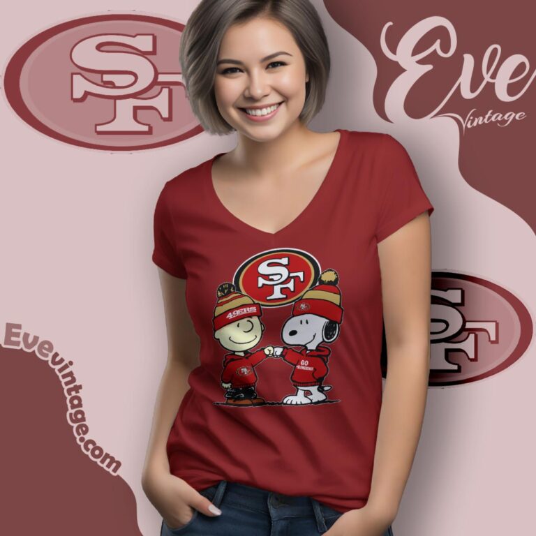 Charlie Brown And Snoopy San Francisco 49ers Shirt V Neck TShirt Charlie Brown And Snoopy San Francisco 49ers Shirt V Neck TShirt