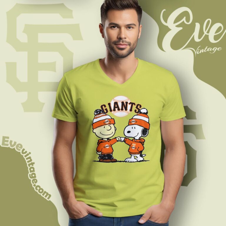Charlie Brown And Snoopy San Francisco Giants Shirt V Neck TShirt Charlie Brown And Snoopy San Francisco Giants Shirt V Neck TShirt