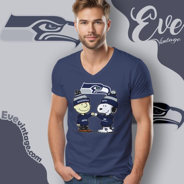 Charlie Brown And Snoopy Seattle Seahawks Shirt V Neck TShirt Charlie Brown And Snoopy Seattle Seahawks Shirt V Neck TShirt