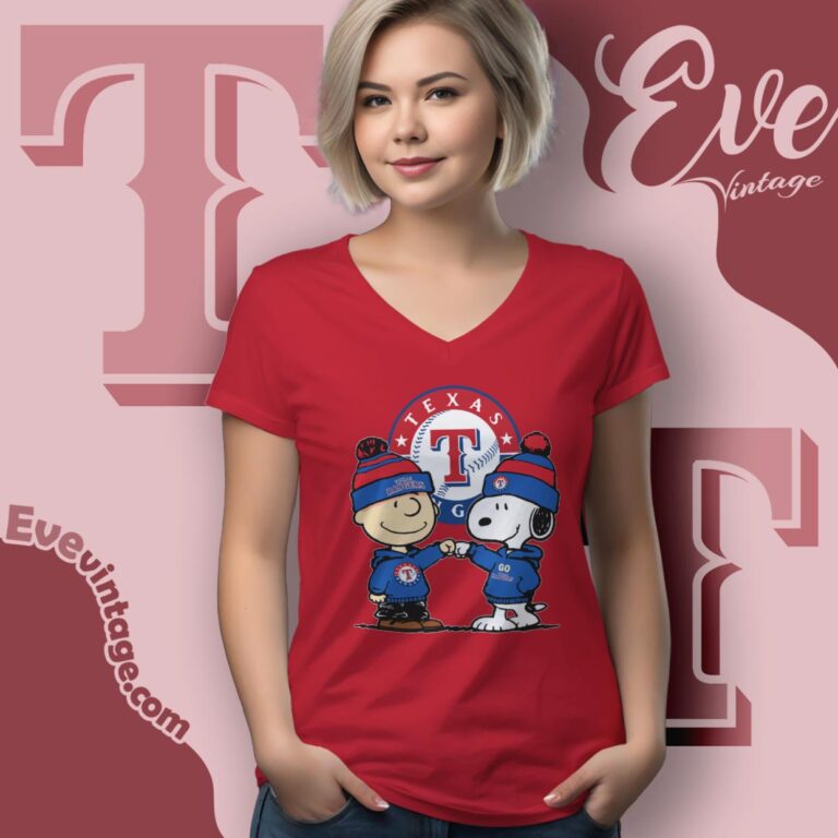 Charlie Brown And Snoopy Texas Rangers Shirt V Neck TShirt Charlie Brown And Snoopy Texas Rangers Shirt V Neck TShirt
