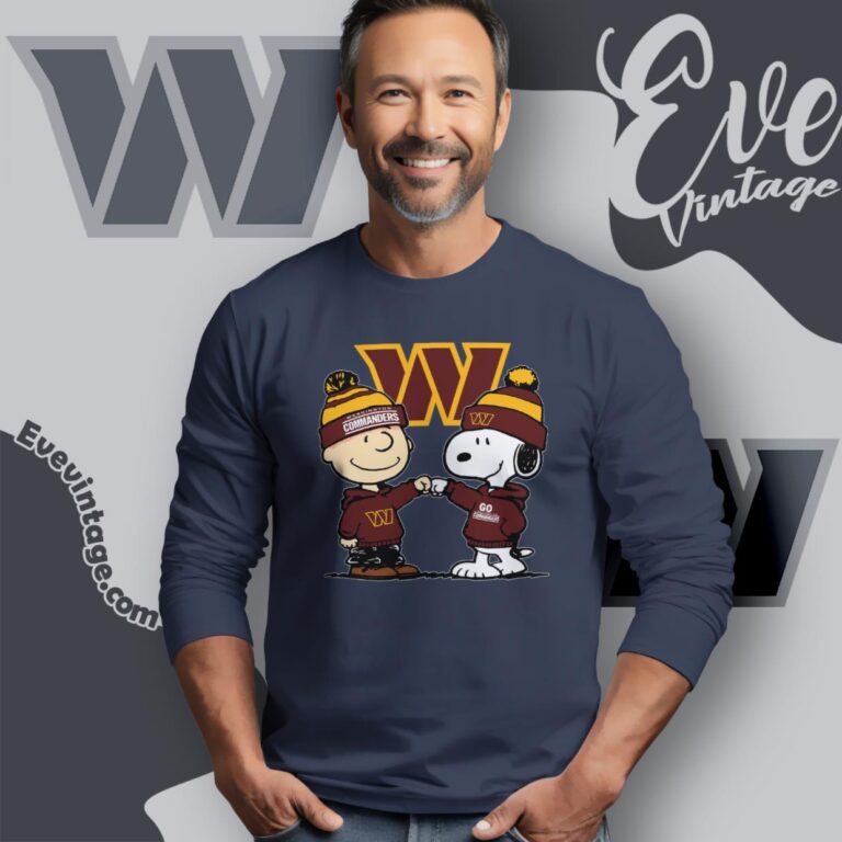 Charlie Brown And Snoopy Washington Commanders Shirt Long Sleeve Tee Charlie Brown And Snoopy Washington Commanders Shirt Long Sleeve Tee