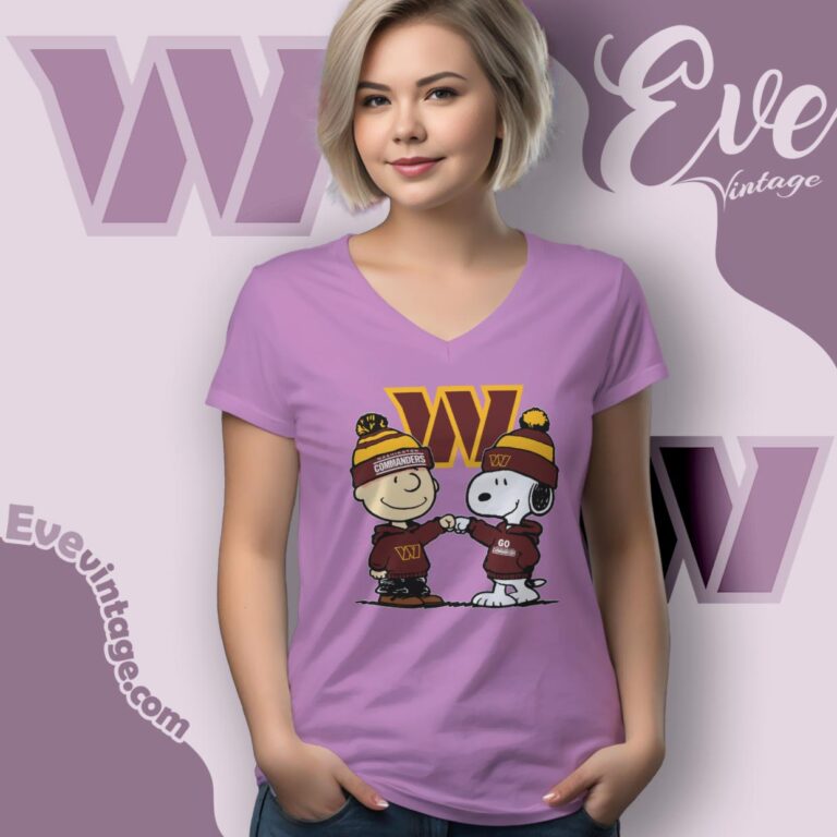 Charlie Brown And Snoopy Washington Commanders Shirt V Neck TShirt Charlie Brown And Snoopy Washington Commanders Shirt V Neck TShirt