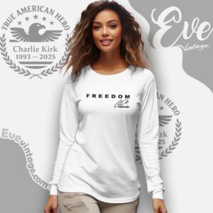 Charlie Kirk Freedom Signature Red Shirt Wear Red On October 14th Long Sleeve Tee