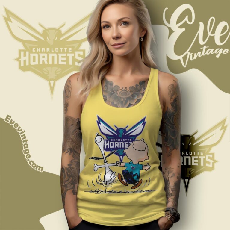 Charlotte Hornets Charlie Brown Snoopy Happy Dancing Shirt Tank Top Racerback Charlotte Hornets Charlie Brown Snoopy Happy Dancing Shirt Tank Top Racerback