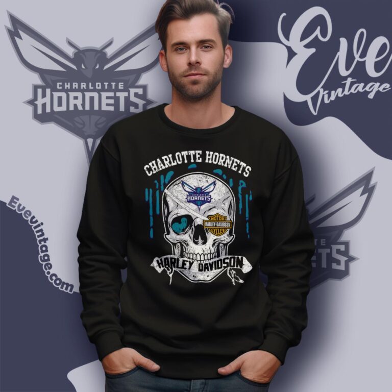 Charlotte Hornets Harley Davidson Skull Sweatshirt Charlotte Hornets Harley Davidson Skull Sweatshirt