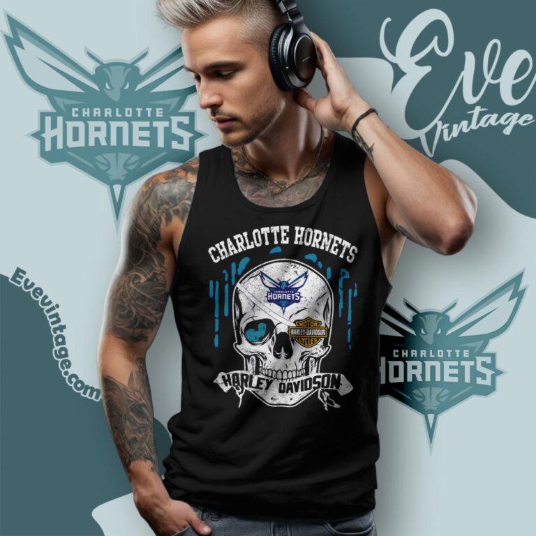 Charlotte Hornets Harley Davidson Skull Tank Top Racerback Charlotte Hornets Harley Davidson Skull Tank Top Racerback