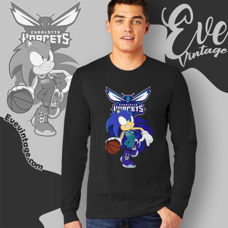 Charlotte Hornets Sonic The Hedgehog Shirt Long Sleeve Tee Charlotte Hornets Sonic The Hedgehog Shirt Long Sleeve Tee