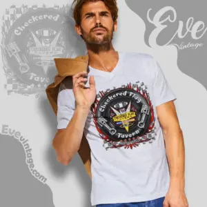 Checkered Flag Tavern Shirt 5 star Indianapolis Dive Bar V Neck TShirt