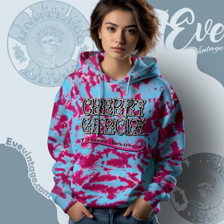 Cherry Garcia Pleasure Awaits Ben Jerry Vermont Finest Tie dye Hoodie Cherry Garcia Pleasure Awaits Ben Jerry Vermont Finest Tie dye Hoodie