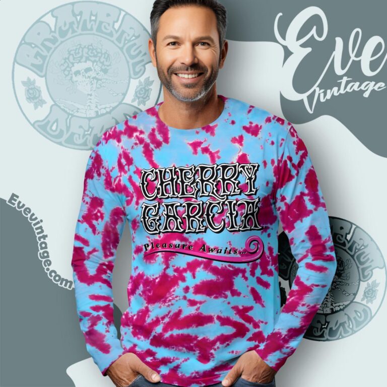 Cherry Garcia Pleasure Awaits Ben Jerry Vermont Finest Tie dye Long Sleeve Tee Cherry Garcia Pleasure Awaits Ben Jerry Vermont Finest Tie dye Long Sleeve Tee