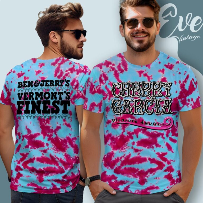 Cherry Garcia Pleasure Awaits Ben Jerry Vermont Finest Tie dye T shirt Cherry Garcia Pleasure Awaits Ben Jerry Vermont Finest Tie dye T shirt