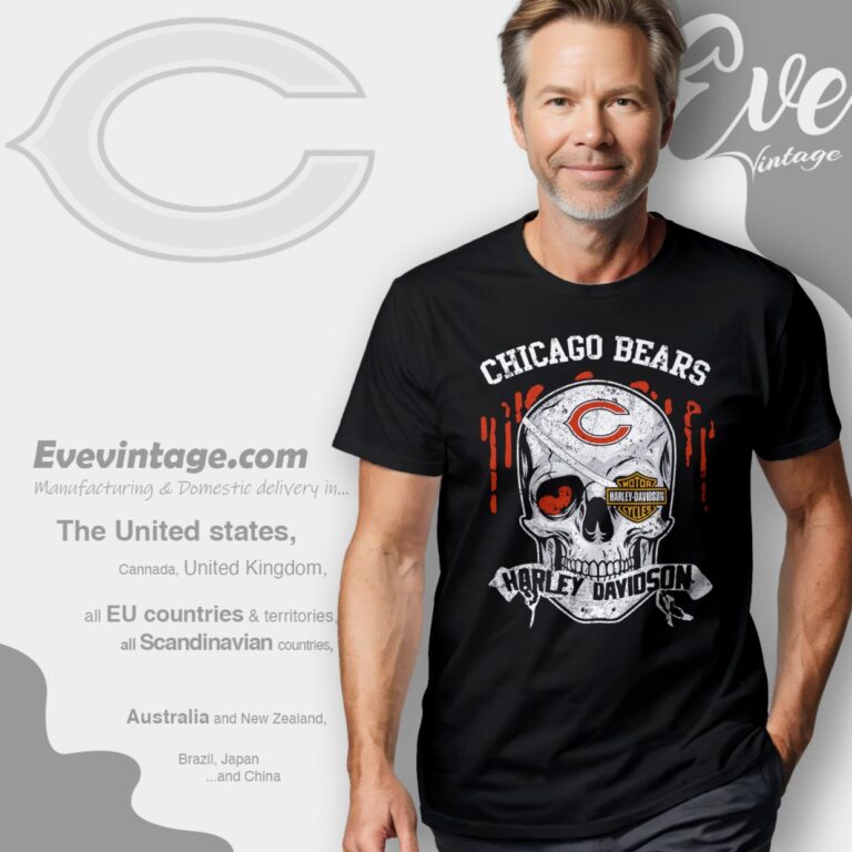 Chicago Bears Harley Davidson Skull Shirt T Shirt Chicago Bears Harley Davidson Skull Shirt T Shirt