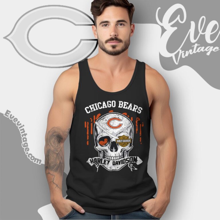 Chicago Bears Harley Davidson Skull Shirt Tank Top Racerback Chicago Bears Harley Davidson Skull Shirt Tank Top Racerback