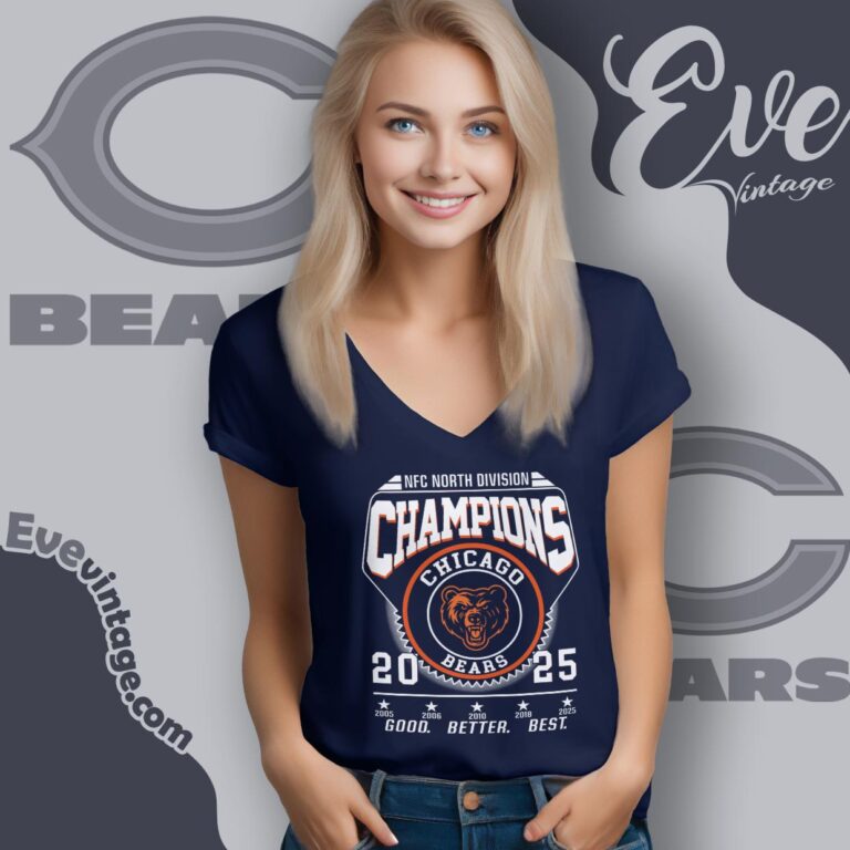 Chicago Bears Nfc North Champions 2025 Shirt V Neck TShirt Chicago Bears Nfc North Champions 2025 Shirt V Neck TShirt