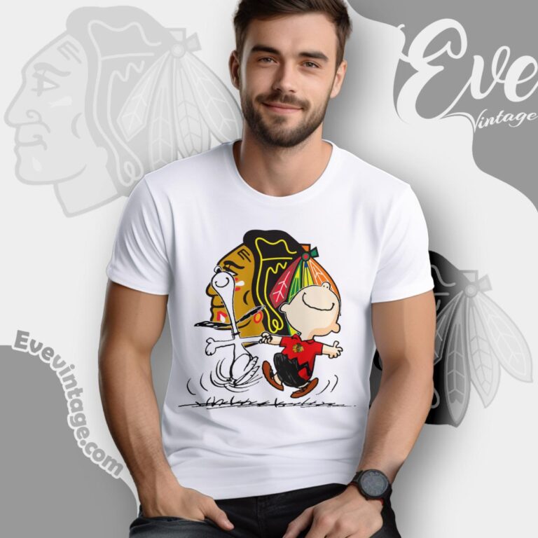 Chicago Blackhawks Charlie Brown Snoopy Happy Dancing Shirt T Shirt Chicago Blackhawks Charlie Brown Snoopy Happy Dancing Shirt T Shirt
